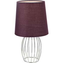 Schreib Tisch Lampe lila Wohn Arbeits Zimmer Textil Lese Leuchte chrom im Set inkl. LED Leuchtmittel