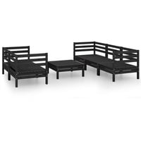 vidaXL 6-tlg Garten-Lounge-Set Schwarz Massivholz Kiefer