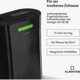 Klarstein AeroDry Smart 12L Luftentfeuchter 12L/Tag, 18 m2 Feuchtigkeitssensor App-Steuerung 135 m3/h Schwarz