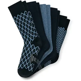 SCHIESSER Socken "Bluebird", Baumwoll-Mix, uni/gemustert Blau/gemustert 39-42,