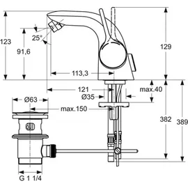 Ideal Standard Melange Bidetarmatur Chrom A4268AA