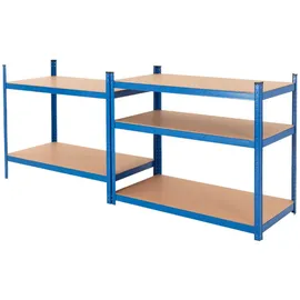 ECD Germany 2er Set Werkstattregal Schwerlastregal 200x100x60 cm Blau Metall 60x200x100 Freizeit, Heimwerken, Werkstatt