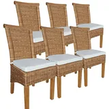 Amagohome Rattanstuhl Esszimmer Stühle Set 6 Stück Rattanstühle Esstisch Stühle Perth braun