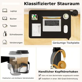 Costway Pflegetisch mit Rollen, Betttisch Krankentisch, Schwarz