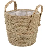 IMIKEYA Gewebter Blumenkorb Aus Strohgeflecht Natürlicher Blumentopf-Korb Aufbewahrungskorb Für Heimpflanzen Mehrzweckkorb Für Drinnen Und Draußen