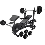 GORILLA SPORTS®Hantelbank mit Gewichten - 170 cm Hantelstange, 40/70/100 kg Hantelset, Beincurler, Butterfly, Dip-station, Curlpult - Trainingsbank, Fitnessstation, Kraftstation mit Langhantel