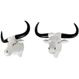 deluke Deko-Geweih BÜFFEL 2er Set Kunststoff Weiß 25x42,5x53,5cm Geweih Tier-Dekoration