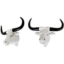deluke Deko-Geweih BÜFFEL 2er Set Kunststoff Weiß 25x42,5x53,5cm Geweih Tier-Dekoration