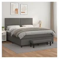 VidaXL Boxspringbett mit Matratze Grau 180x200 cm Kunstleder