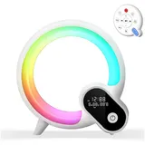 LINTRY Intelligente LED Tischlampe, Wake Up Light Smart Wecker Simuliert, Dimmbare Nachtlicht Mit Bluetooth Lautsprecher