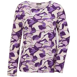 GOLDNER Kurzgröße: Langarm Viskose-Jersey Shirt mit Print in lila / gemustert | Gr.: 19