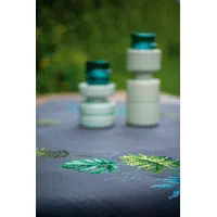 Vervaco Kreuzstich Stickpackungen Tischdecke botanische Blätter Stickdecken Vorgezeichnet Basteln Erwachsene Kreativ Set Vorgedruckte Decke Sticken 80 x 80 cm Stickset DIY Sticken Set