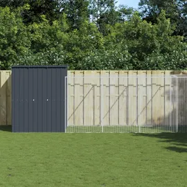 vidaXL Hundehütte mit Auslauf Anthrazit 165x251x181cm Verzinkter Stahl