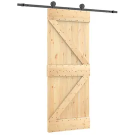 vidaXL Schiebetür rechts 85 x 210 cm Braun/Schwarz