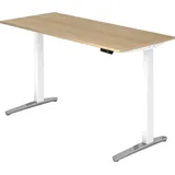 Hammerbacher Sitz-Steh-Schreibtisch elektrisch 180x80cm Eiche/Weiß-alu