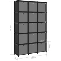 vidaXL Bücherregal 15 Fächer 103 x 30 x 175,5 cm Schwarz