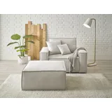 OTTO home Loveseat FINNLEY Cord 120 x 85 x 166 cm Silber mit Hocker