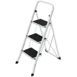 Songmics Trittleiter, 3 Stufen, Weiß