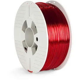 Verbatim PET-G-Filament 3D-Druck, 2,85mm, 1kg, Polyethylenterephthalat-Glykol-Filament zur Materialextrusion, für 3D-Drucker & 3D-Stift, 3D-Drucker-Filament aus PET-G, rot-transparent