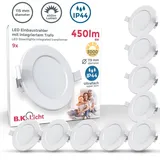 B.K.Licht LED Einbauleuchte Kunststoff 11,5 x 3 cm 9 Stk. Weiß