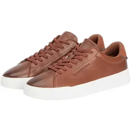 Tommy Hilfiger TH COURT CORE COGNAC Sneaker, Freizeitschuh, Halbschuh, Schnürschuh im coolen Used Look braun 42 EU