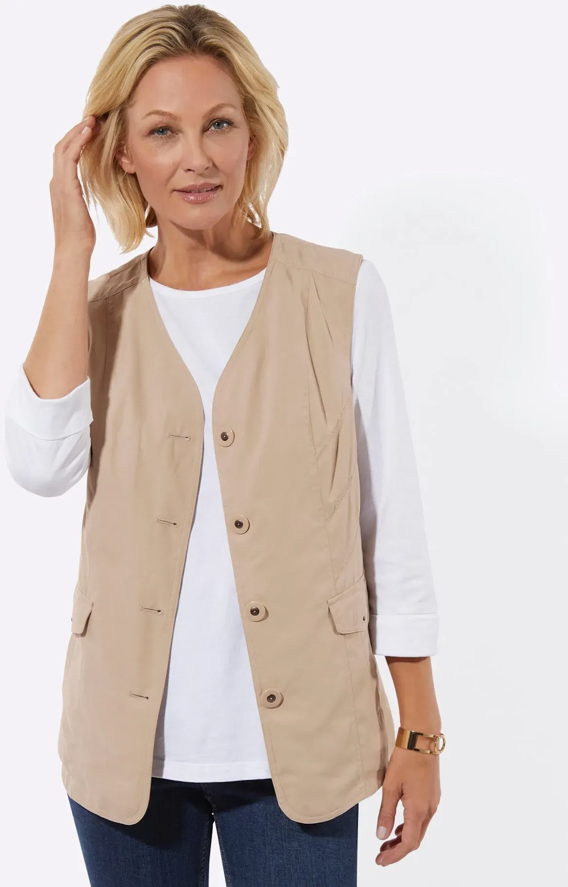 Funktionsweste CLASSIC BASICS, Damen, Gr. 54, beige, 100% Polyester, unifarben, Westen Funktionsweste
