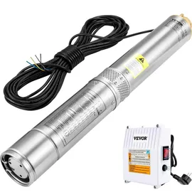 Vevor 4" Tiefbrunnenpumpe 1100W 190L/min max Förderhöhe 57m Edelstahl IP68