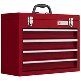 DURHAND Werkzeugkiste mit 4 Schubladen, schwarz, rot 51L x 22B x 39,5H cm