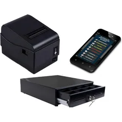 Handy MINI-Kasse für Einzelhandel: 5" Kassenterminal, Bondrucker, Geldlade