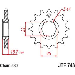 JT SPROCKETS Stahl Geräuschfreies Ritzel 743 - 530