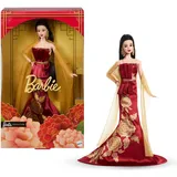 Barbie Lunar New Year Modepuppe in rotem Kleid mit goldenem Pfingstrosenmuster (JJX83)
