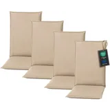 Pillows24 - Hochlehner Auflagen 4er Set - 120x50cm – 8cm Dick - Premium-Material 200gsm, UV- & Wasserabweisend | Sitzauflagen Hochlehner | Gartenstuhlauflagen für Gartenmöbel | Cappuccino