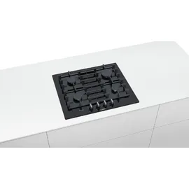 Bosch HERDSET BOSCH Einbau-Backofen Pyrolyse Hydrolyse + Gas-Kochfeld schwarz autark 60 cm
