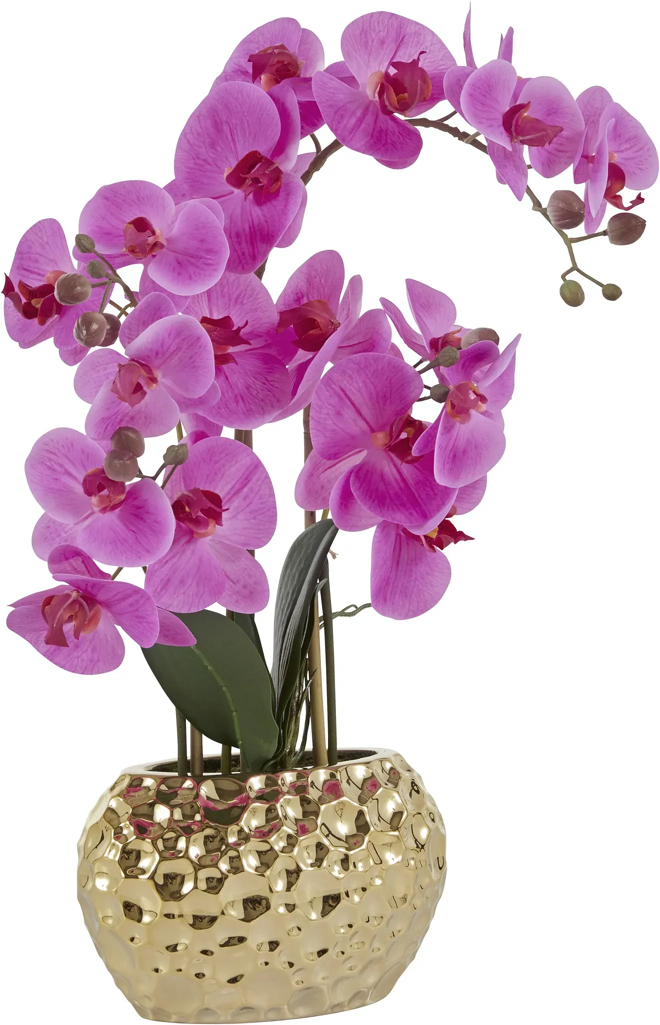 Kunstpflanze LEONIQUE "Orchidee", lila (lila, goldfarben), B:20cm H:55cm T:11cm, Kunststoff, Polyester, Keramik, Kunstpflanzen, Kunstpflanze, Kunstorchidee, im Topf, Bestseller, über 2500 4,5-Sterne-Bewertungen