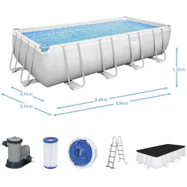 BESTWAY Power Steel Frame Pool Set 549 x 274 x 122 cm inkl. Filterpumpe