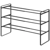 Yamazaki 7556 FRAME 3-stöckiges ausziehbares Schuhregal, Stahl, Minimalistisch, Schwarz, 41~70 x 25 x 46 cm