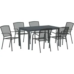 vidaXL Garten Essgruppe 7 pcs Holzkohle 7-teilige Gruppe