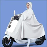Regenponcho mit Kapuze, wasserdichter Fahrrad-Regenmantel, winddichtes Unisex-Regencape, for Fahrrad, E-Bike, Motorrad, Mobilitätsroller-Regenponcho-Abdeckung ( Color : White , Size : 4XL_WITH MIRROR
