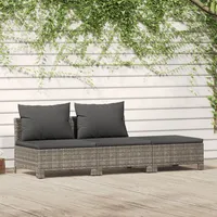 Ankonbej 3-tlg. Garten-Lounge-Set mit Kissen Grau Poly Rattan - Grau