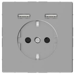 Merten SCHUKO-Steckdose mit USB Ladestation, System Design, Edelstahl (lackiert)