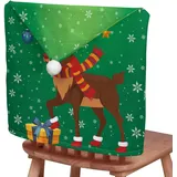 Hixingo Weihnachten Stuhlhussen 2 4 6 8 er Set,Grün Weihnachten Stretch Stuhlhussen Waschbar Stuhlbezug,Esszimmerstühle Stuhlbezüge für Küche,Restaurant,Bankett,Party Schutz (6er Set,Rentier)