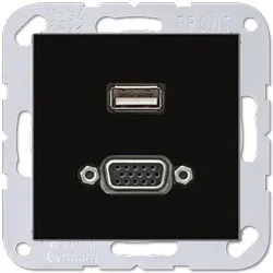 Jung Multimedia-Einsatz USB / VGA (schwarz)