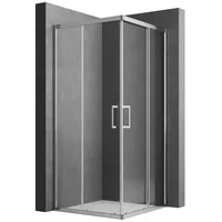 Boromal Eckdusche 90x75 90x90 80x80 100x100 Duschkabine Schiebetür eckeinstieg variabel, BxT: 80x80 cm, Sicherheitsglas, Alu Wandprofil, Alu Rahmen, Duschabtrennung für Dusche, H:185cm, 16 Türrollen, Easy Clean Funktion, Magnetdichtleisten silberfarben 80 cm x 185 cm x 80 cm