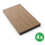WPC-Terrassendielen koextrudiert, Vollprofil, 140 × 23 × 2850 mm, 4 Stk., teak