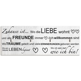 ARTLAND Hakenleiste Holz mit 4 Haken 40x15 cm Schlüsselbrett Schmuckaufhänger für Wand Geschirrtuchhalter Spruch Familie Grau T9IR