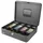HMF Geldkassette abschließbar, Kasse mit 5 Münzfächern und 4 Geldscheinmulden, 30 x 24 x 9 cm Schwarz