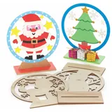 Baker Ross FC112 Weihnachts Schneekugeln aus Holz - 5er Pack, Holzbasteleien zum Basteln und Dekorieren, Weihnachtsdekorationen zum Selbermachen
