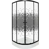 KERRA Pixel Bl Viertelkreis-Duschwand mit Schiebetür 80 x 199 cm Schwarz/Transparent/Weiß inkl. Duschwanne