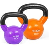 Yes4All YQ7Z Kettlebell aus Gusseisen mit Vinylbeschichtung, 6.8 + 9 kg