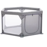 fillikid Laufgitter 6-eckig mit Einstieg Exklusiv in Grau | Gr.: onesize